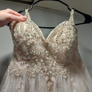 Casablanca Ivory and Peach/ Rose Gold Wedding Gown